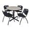 Cain Cain Round Table & Chair Set, Wood, Metal, Plastic Top, Maple TB42RNDPL47BK - alternate 1